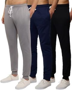 3 Pack Mens Men Big & Tall King French Terry Joggers Tech Fleece Active Sweatpants Sports Athletic Workout Training Jogger Men's Track Gym Pants Casual Quick Pockets Elastic Bottoms - Set 7, 4X Tall