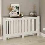GFW Longslow Radiator Cover, Modern Wooden Radiator Cabinet with Vertical Slat Design in Grey or White
