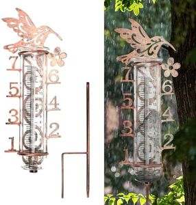 DTYGUIXE Pluviometre Exterieur Jardin Pluviomètre de Jardin en Verre avec Echelle Claire Pluviomètres en Verre avec Piquet en Métal Pluviomètre Exterieur Pluie Tube de Mesure pour Pelouse