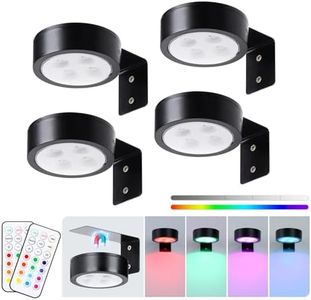 4-Pack Wireless Battery Operated Painting Light with Remote Control,13 Color RGB Magnetic Led Art Display Light for Picture Frame, Dimmable and Timer Painting Light, Wall Decor Black display light