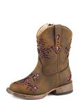 ROPER Toddler-Girls' Lola Metallic Underlay Cowgirl Boot Square Toe - 09-017-1903-2133 Br, Brown, 5