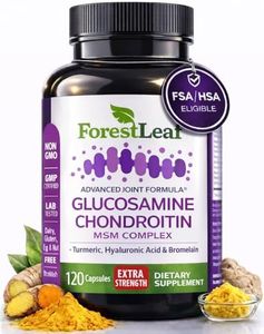 Forest Leaf - Glucosamine & Chondroitin with MSM Complex, Turmeric, Hyaluronic Acid and Bromelain - 120 Capsules - Advanced Triple Strength Joint Support, Muscle & Cartilage Dietary Supplement