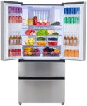 GarveeHome French Door Refrigerator, 18.8 Cu. Ft and 36-Inch Counter Depth French Refrigerator with Three Doors, Adjustable Thermostat, Stainless Steel Deep Freezer, Automatic Defrost, Silver