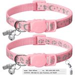 LLHK 2 Pack Breakaway Cat Collars & 2 Pcs Name Tags, Reflective Safety Kitten Collar with Bell,Adjustable 7''-12'',for Girl Male Cats, Personalized ID Tag,Pet Supplies,Accessories,Stuff