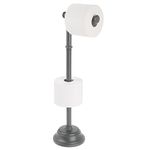 mDesign Classic Freestanding Toilet Roll Holder for 3 Rolls — Compact Toilet Paper Holder for Bathrooms and Toilets — Modern Loo Roll Holder Also for Jumbo Rolls — Grey