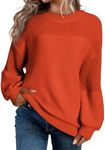 Dokotoo Womens Sweaters Casual Long Sleeve Knit Sweater for Women Oversized Crewneck Solid Color Halloween Winter Warm Trendy Pullover Sweater Tops Orange Medium