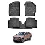 Amazon Basics 5D Custom Fit Car Floor Mats for Tata CURVV | Odor Free Virgin Polymer | All Weather Waterproof Protection | Edge to Edge Coverage | 3 Piece Set