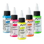 Golden Acrylics Golden High Flow Acrylic Paint Set, 5-Color Fluorescent Set | Pink, Blue, Chartreuse, Green, Orange | 1 Ounce