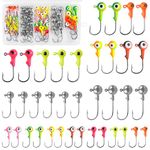 Fishing Jig Heads Hooks Set, 75pcs Assorted Round Jig Head Fishing Lures Crappie Jig Heads Hooks for Bass Trout Crappie Walleye Saltwater Freshwater Fishing Tackle