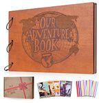 Our Adventure Book Scrapbook 80 Pages,Album Photo Expandable with DIY Accessories Kit,Gift for Christmas Anniversary Birthday (Wood)