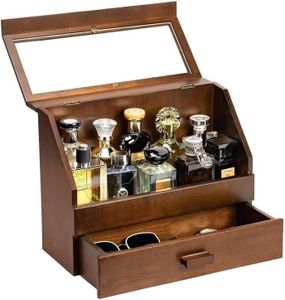 Cologne Organizer for Men, Perfume Organizer with Drawer, Large Capacity Perfume Display, Cologne Organizer Stand,Wood Cologne Organizer Display,Valentines Day Present for Men