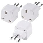 3-Pack UK to BRAZIL Plug Adapters Brazil Power Converter Grounded Universal Travel Adapter 3 Pin Brazil International Type N Plug (White)