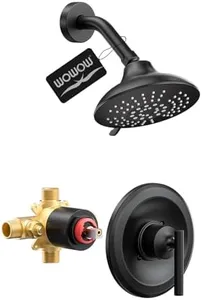 Black Bathroom Shower Faucet Set: WOWOW Shower Combo Set with 6-Inch Rain Shower Head, Single Handle Shower Trim Kit Modern Shower System High Pressure (Valve Include）