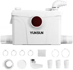 YUNSUN 850W Macerator Pump, with Automatic Drain & Delay Feature - Upflush to 29.5ft/9m, 2200GPH with 4 Inlets & 1 Outlet - Perfect for Basements, Laundry, Sinks, and Toilets