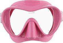 Cressi F1 Frameless Diving Mask - Anti-Fog Tempered Glass Snorkel Mask - Silicone Skirt for Secure Scuba Fit - Adjustable Buckles for Diving & Snorkelling - Pink - One Size