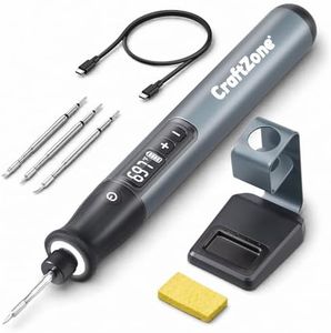 CRAFTZONE Soldering Iron Kit Auto Sleep & Cordless Soldering Iron 7 Seconds Fast Heat Soldering Iron(392°F-842℉) 3 High-Precision Soldering Tips USB-C Portable Soldering Pen for Fine-Precision Repair
