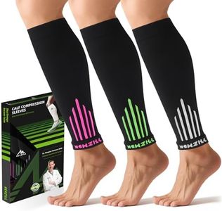 NEWZILL Calf Compression Sleeve for Men & Women | Footless Compression Socks for Shin Splint Relief, Varicose Veins | Leg Sleeve for Running, Travel, Nursing, Fitness (White/Pink/Green 3Pairs S/M)