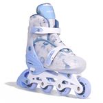 JASPO Fusion Stylish Adjustable Inline Skates for Kids & Youth – Lightweight Fibre-Body with 70mm PU Wheels, ABEC-7 Bearings & Ultra-Comfort Padding for All Age Groups (Blue, Medium) (20.5-23 cms)