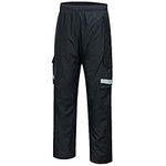 BASSDASH Complete Men’s Breathable Waterproof Rain Pant Lightweight Over Pant with 1/2 Zip Legs for Fishing Kayaking Hiking, Black, Medium/32" Inseam