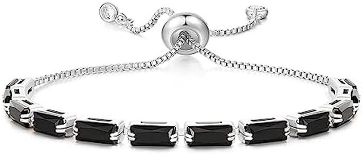 KissYan Tennis Bracelet for Women, 14K Gold Plated Silver Cubic Zirconia Adjustable Slider Bracelets Classic Trendy Jewelry Gift for Girls(Black)
