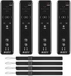 MODESLAB 4 Pack Wii Remote Controller, Wireless Controller Built in Motion Plus Replacement Remote Gamepad Compatible for Wii Wii U, with Wrist Strap (Black)