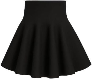 Mesinsefra Little Girl's High Waist Stretchy Pleated Skater Skirt Black Tag 140cm-55(7-8Y)