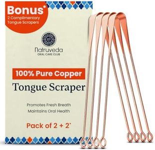 Natruveda 100% Pure Copper Tongue Scraper for Adults & Kids | USA-Based Seller | Reusable Tongue Scraper | Set of 4 | Metal Tongue Scraper | Tongue Cleaner | Tongue Cleaner for Fresher Breath