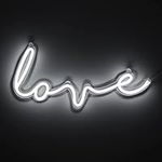 Amped & Co - Love Script LED Neon Wall Light, Indoor Decorative Sign with Clear Cord and Line Switch, White, Large 16x7”