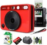 Leica Sofort 2 Hybrid Instant Photo Film and Digital Camera (Red) (19189) with LCD Display Bundle with Fujifilm Instant Film 20 Sheets + 128 GB Memory Card + Bag + Cleaning Kit