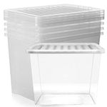 STORM TRADING GROUP 5 x 80L (80 Litres) XL Plastic Clear Storage Boxes With Lids Organise The Home & Office Stackable See Through Box