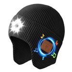 Atapeas Bluetooth Beanie Hat with Light, Rechargeable LED Beanie Cap Headlamp hat Music hat, 3 Light Modes, Night Activities, Gifts for Men & Women (Unisex) Black