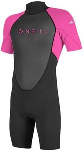 O'NEILL Unisex Child Youth Reactor-2 2mm Back Zip S/S Spring Wetsuits, Black/Berry, 8 US