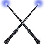 Magic Light Up Wizard Wand for Kids Sound Illuminating Girls Boys Toy Witchcraft Cosplay Accessory 2 Piece Black