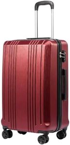 Coolife Luggage Suitcase PC+ABS with TSA Lock Spinner Carry on Hardshell Lightweight 20in 24in 28in (wine red, L(28IN))