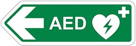 VSafety Shaped Safety Sign - Aed Arrow Left - 300X100-2MM Rigid Plastic