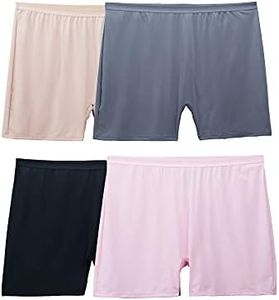 Fruit of the Loom Women's Plus Size Fit For Me 4 Pack Microfiber Slip Boy Shorts Panties, Assorted, 10