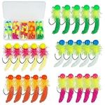 Crappie Jig Heads Fishing Hook Kit, 25pcs Marabou Jig Head Lure Ball Head Fishing Jigs Hook for Panfish Walleye Bass Bluegill 1/8oz