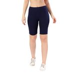 TRASA Women's Cotton Fashion Biker Workout Cycling Shorts, Navy - XL