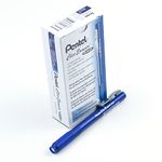 Pentel Clic Retractable Long Lasting White Eraser, Pen Shaped Blue Barrel with Pocket Clip, ZE22-C, Box of 12