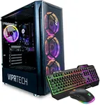 ViprTech Mutineer Gaming PC Desktop - Intel Core i7 (3.8GHz), GeForce GTX 1660 Super 6GB, 16GB RAM, 512GB NVMe SSD, RGB Keyboard Mouse Mousepad, WiFi, Bluetooth, Win 10, Streaming, Editing, Black