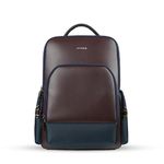 AETHON | Krossover 15.6-Inch Laptop Backpack | Water-Resistant with Multiple Pockets for Office, Travel | Shoulder Bag Made with Vegan Microfiber Leather (Blue + Brown)