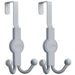 OHIYO Over The Door Hooks, 2 Pack Door Hanger Hooks for Hanging Clothes, Towels, Hats, Coats, Bags, and More in Your Living Room or Bedroom, Over The Door Hanger (Grey - 45mm (1.75"))