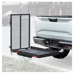 KUAFU 46.2“X26.8“ Trailer Hitch,500lb Capacity Folding Mobility Scooter Carrier Rack,Luggage Basket Lift Rack Loading Ramp Wheelchair Carrier Fit 2" Hitch Receiver