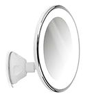 Navaris LED Magnifying Makeup Mirror - Cosmetics Mirror with Suction Cup, 7x Magnification, 360 Degree Swivel - Travel Bathroom Vanity Mirror - White