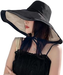Drolasa Women Wide Brim Sun Hat Floppy Sun Visor UV Protection Beach Hat Breathable Summer Bucket Hat UPF 50 Fishing Hats (Cotton, Black)