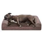 Furhaven Large Orthopedic Dog Bed Faux Fur & Velvet Sofa-Style w/Removable Washable Cover - Driftwood Brown, Large