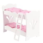 KidKraft Lil' Doll Bunk Bed, Wooden Dolls Cot with Pink Bedding, Toy Crib for Baby Dolls, Baby Doll Accessories, Kids' Toys, 60130