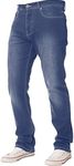 Enzo New Mens Stretch Straight Leg Regular Fit Classic Basic Denim Jeans (34W x 32L, Light Blue)
