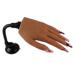 Practice Hand for Acrylic Nails with Stand Bracket, Silicone Fake Hands to Practice Fake Nails Mannequin Hand for Nails Practice and Nail Art Single Left Hand Color 4#