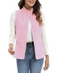 Xeoxarel Women's Soft Polar Fleece Vest, Lightweight Sleeveless Jackets Classic Fit Outerwear Full-Zip Pockets Casual Clothes Pink